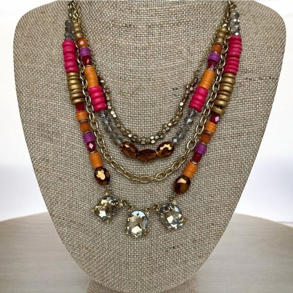 LOFT Multi color heishi bead and rhinestone crystal necklace - Picture 1 of 5